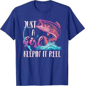 Cute Fishing Funny Keeping It Reel Purple Pink T-Shirt - T-Shirt | Royal