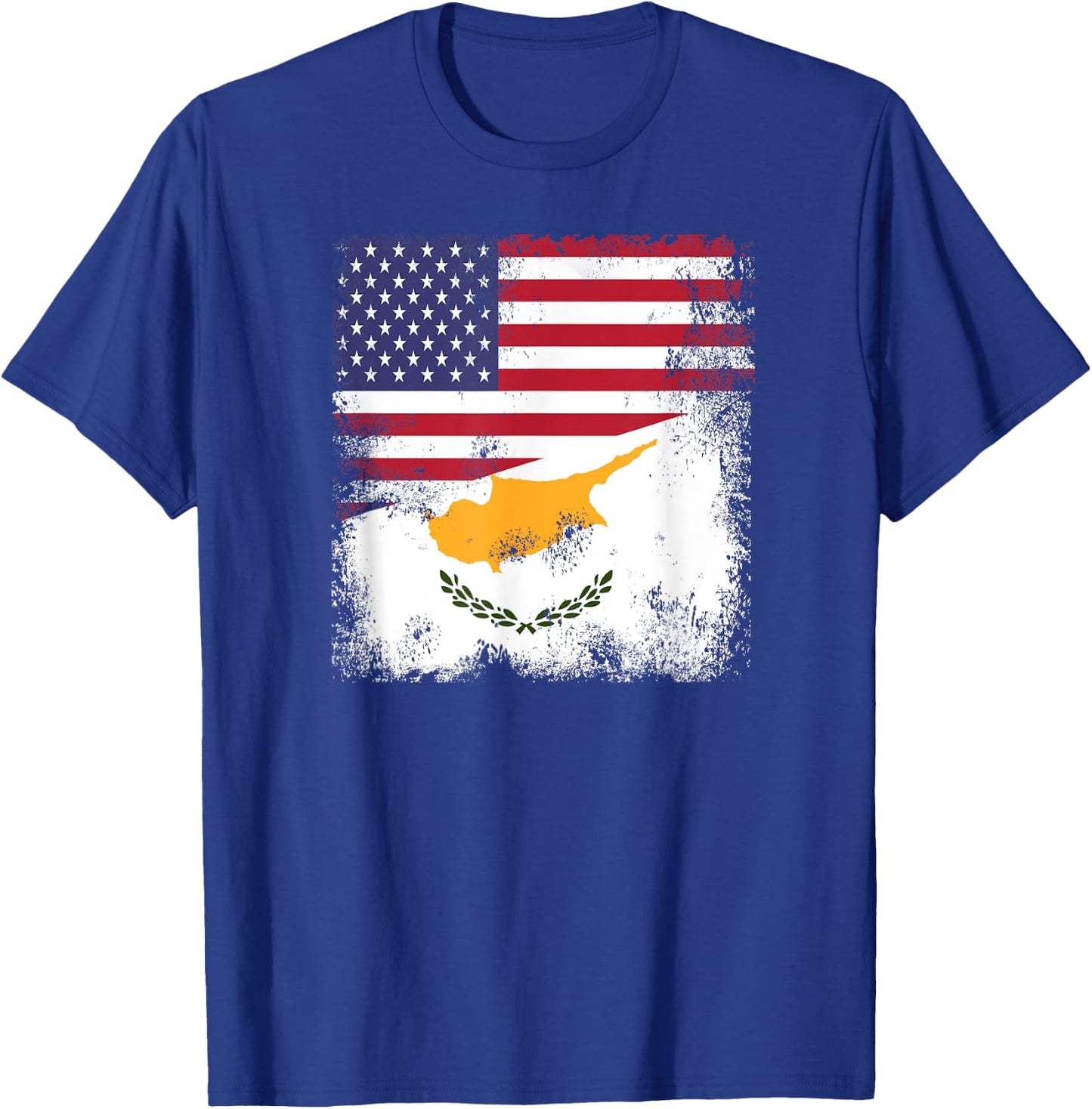 Half Cypriot Flag | Vintage Cyprus USA Gift T-Shirt - T-Shirt | Royal