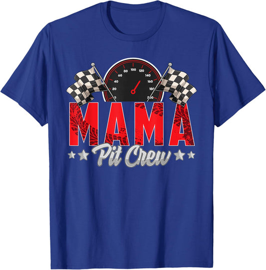 Race Car Birthday Party Racing Family Mama Pit Crew T-Shirt - T-Shirt | Royal