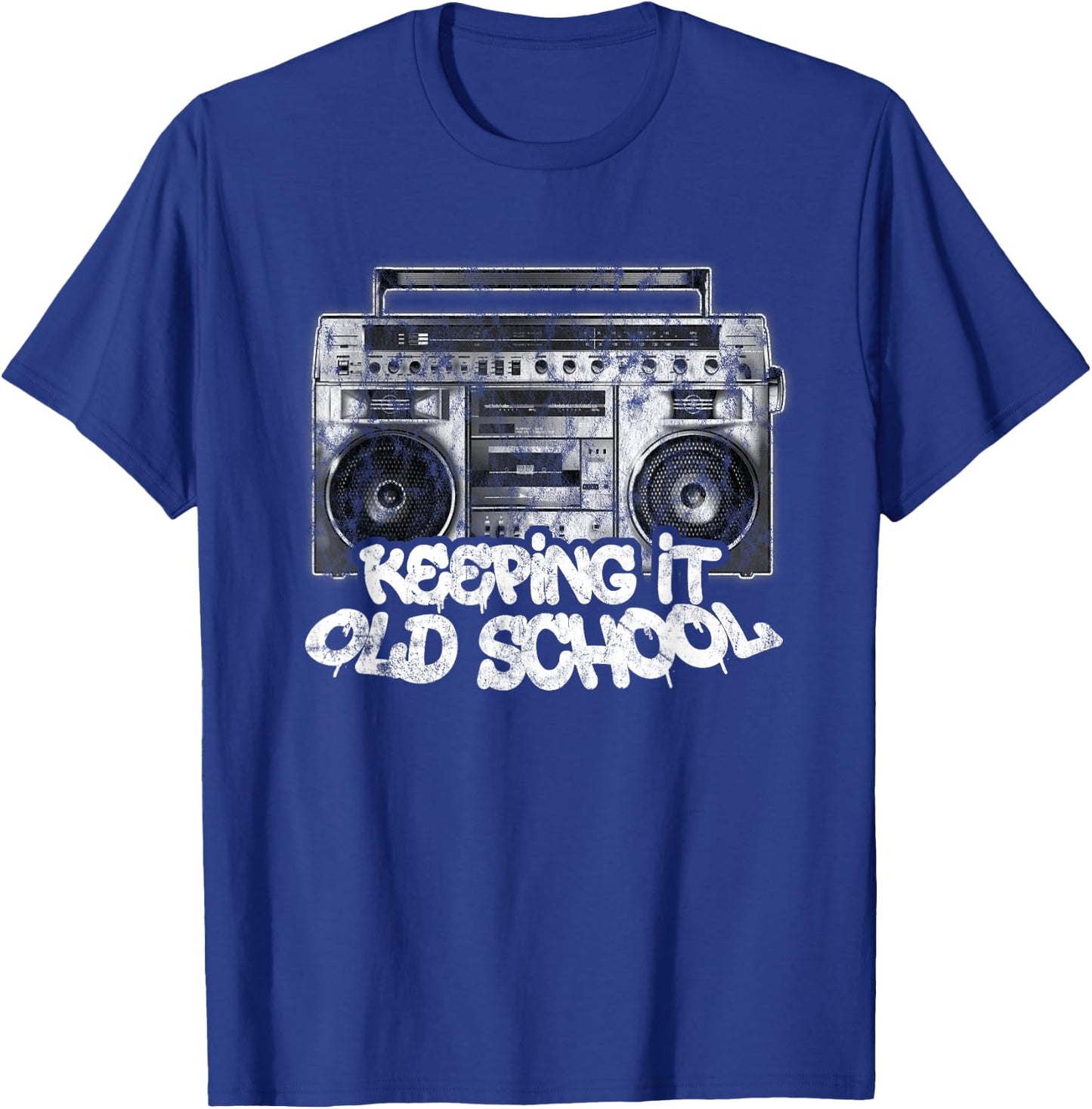 Keeping It Old School - Vintage Boombox Graffiti T-Shirt - T-Shirt | Royal