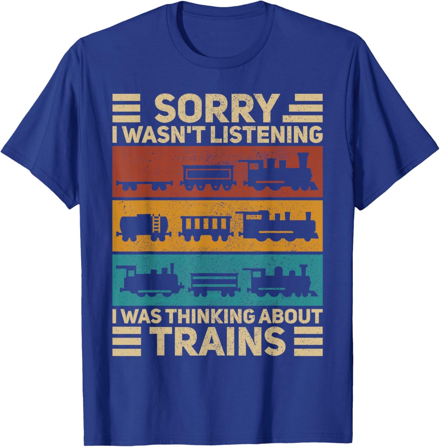 Retro Wagon Train Lover Model Railroad Conductor Funny Train T-Shirt - T-Shirt | Royal