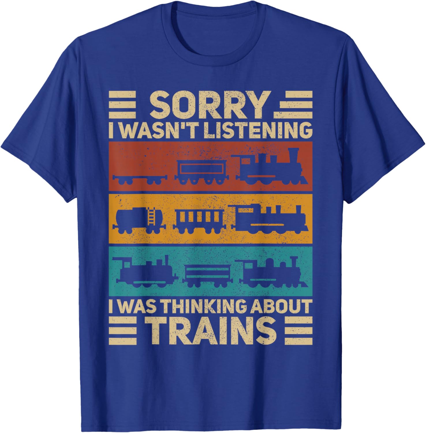 Retro Wagon Train Lover Model Railroad Conductor Funny Train T-Shirt - T-Shirt | Royal