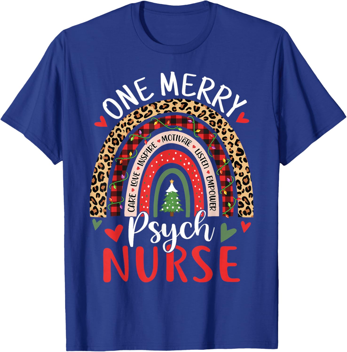 Psych Nurse Funny Rainbow Christmas Mental Health Nurse T-Shirt - T-Shirt | Royal