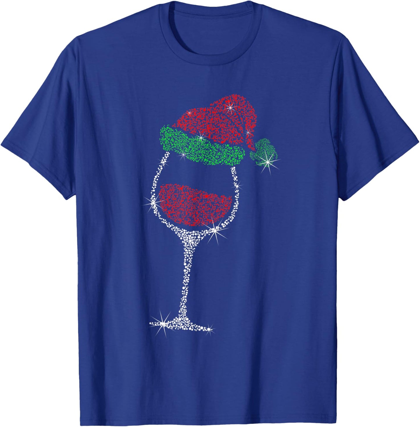 Wine Glass With Santa Hat Wine Lover Christmas Gift T-Shirt - T-Shirt | Royal