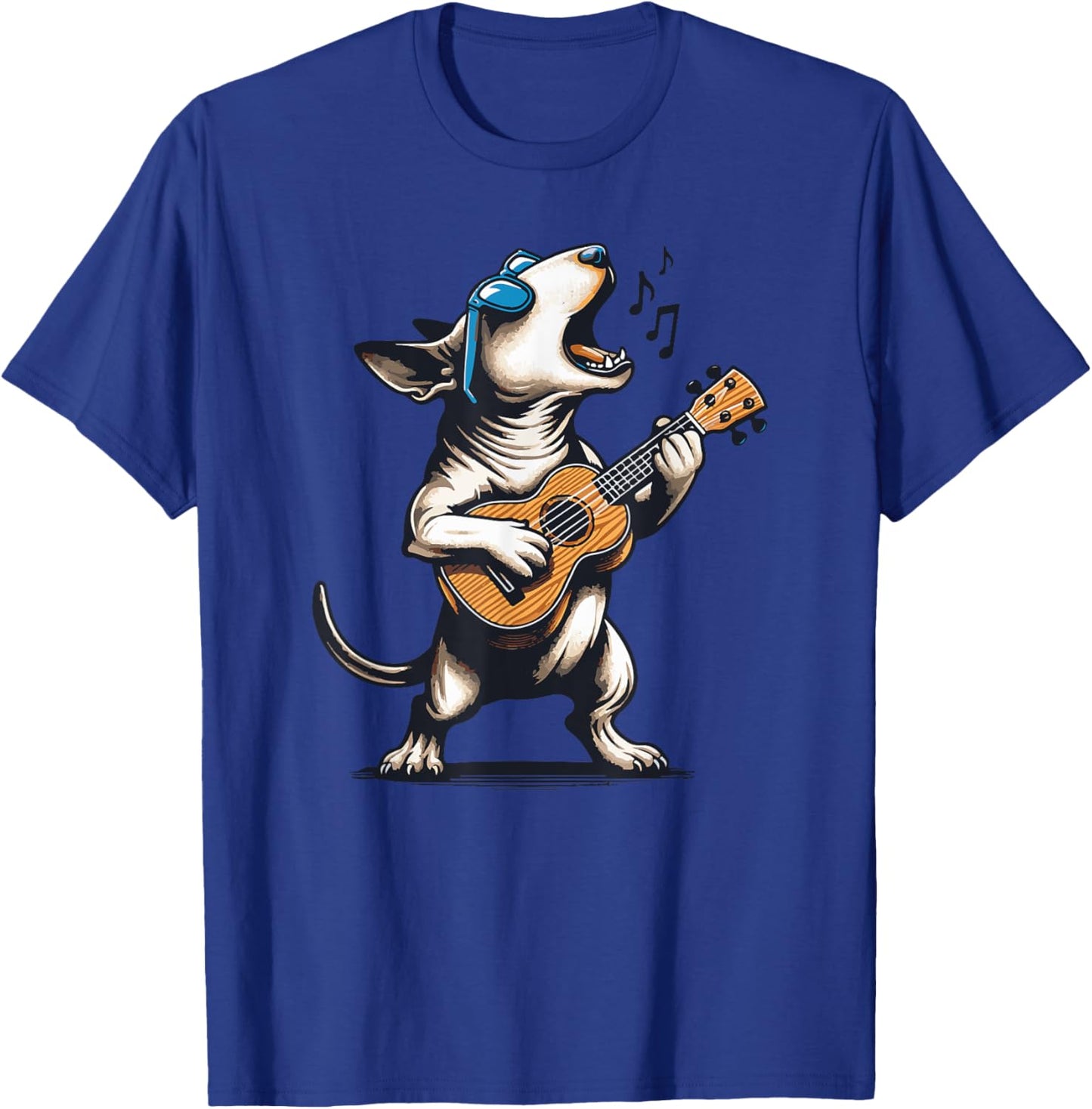 Dog Playing Guitar Singing Bull Terrier Funny Men Women Kids T-Shirt - T-Shirt | Royal