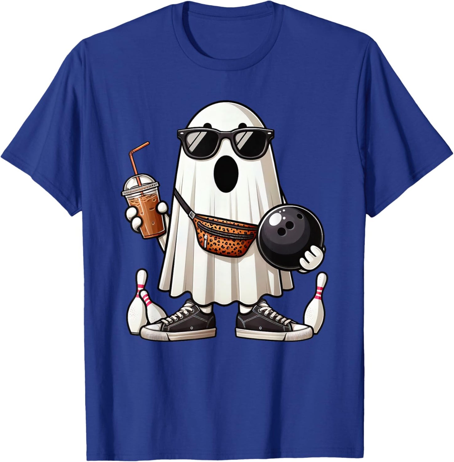 Funny Ghost Bowling Boo Coffee Halloween Kids T-Shirt - T-Shirt | Royal