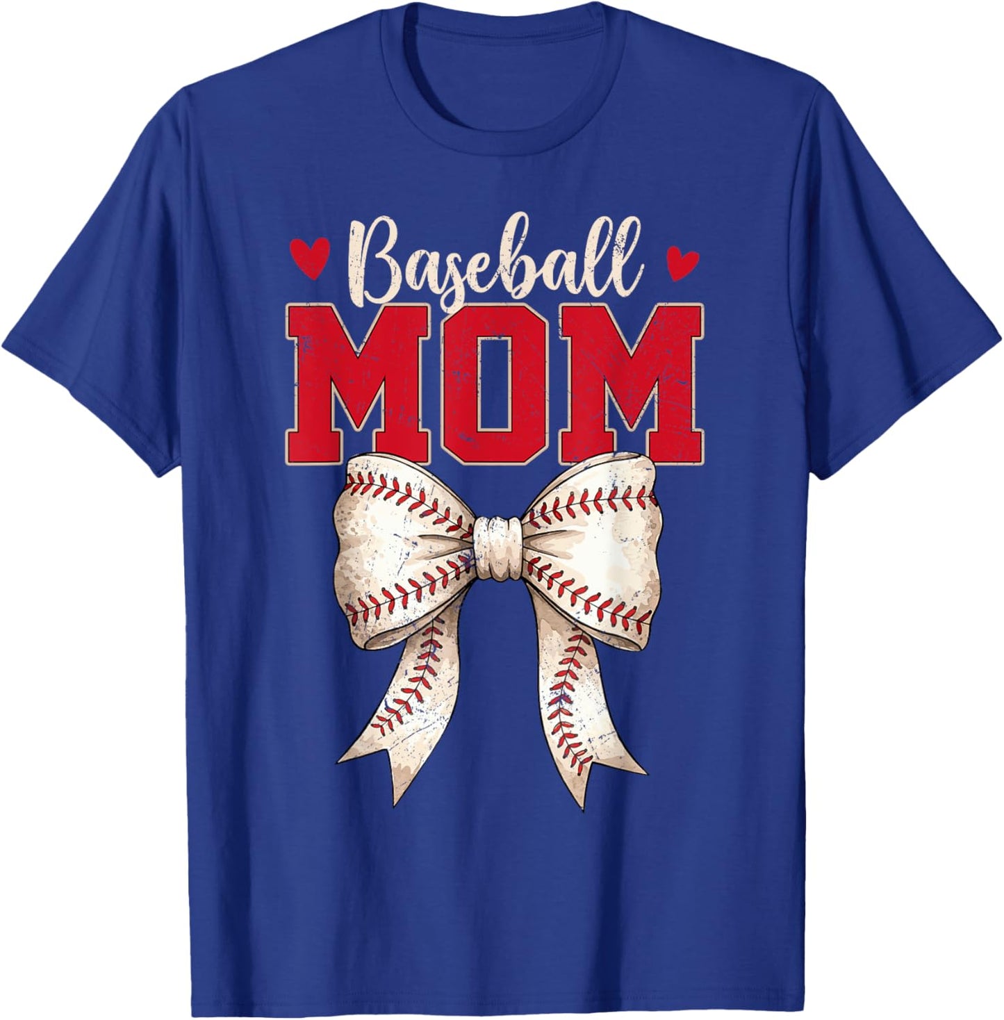 Baseball Mom Coquette Bow Game Day Mothers Day T-Shirt - T-Shirt | Royal