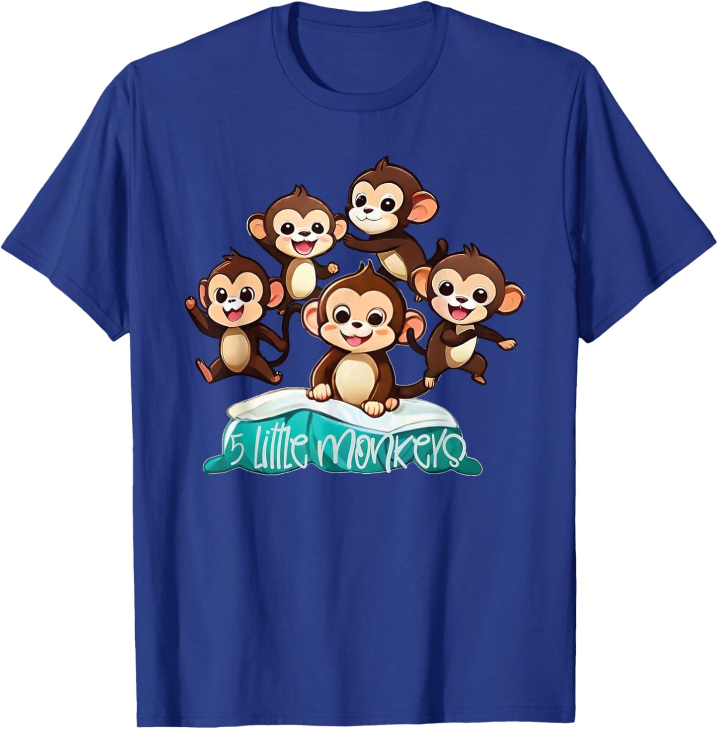 Cool Five Little Monkeys Jumping on The Bed for kids T-Shirt - T-Shirt | Royal