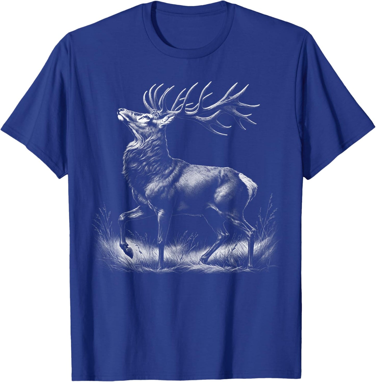 Deer in Proud Pose - Realistic Drawing Style T-Shirt - T-Shirt | Royal