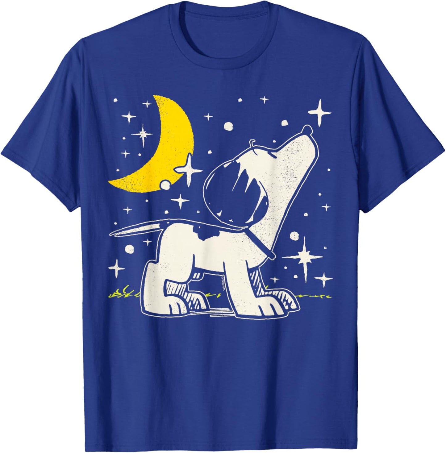 Peanuts - Snoopy 1950's Celestial Moon And Stars T-Shirt - T-Shirt | Royal