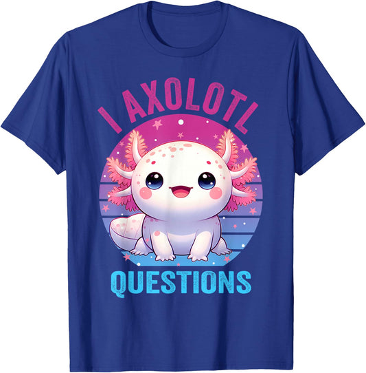 I Axolotl Questions Kids Funny Cute Axolotl Retro Vintage T-Shirt - T-Shirt | Royal