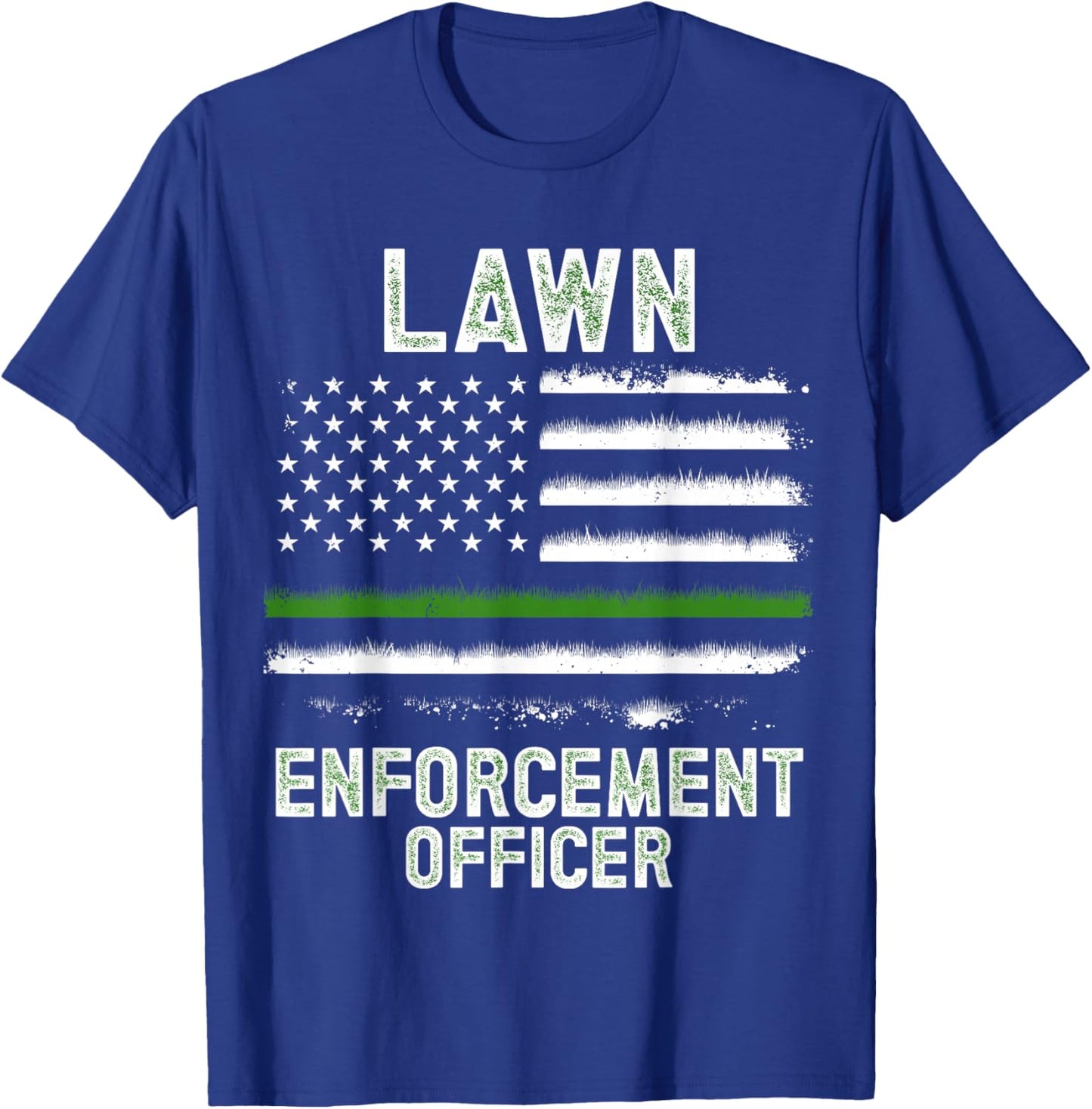 Gardening Lawn Mower American Flag Lawn Enforcement Officer T-Shirt - T-Shirt | Royal
