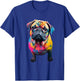 Colorful Pug Graffiti Watercolor Dog Pug Design Graphic Men Women Kids T-Shirt - T-Shirt | Royal