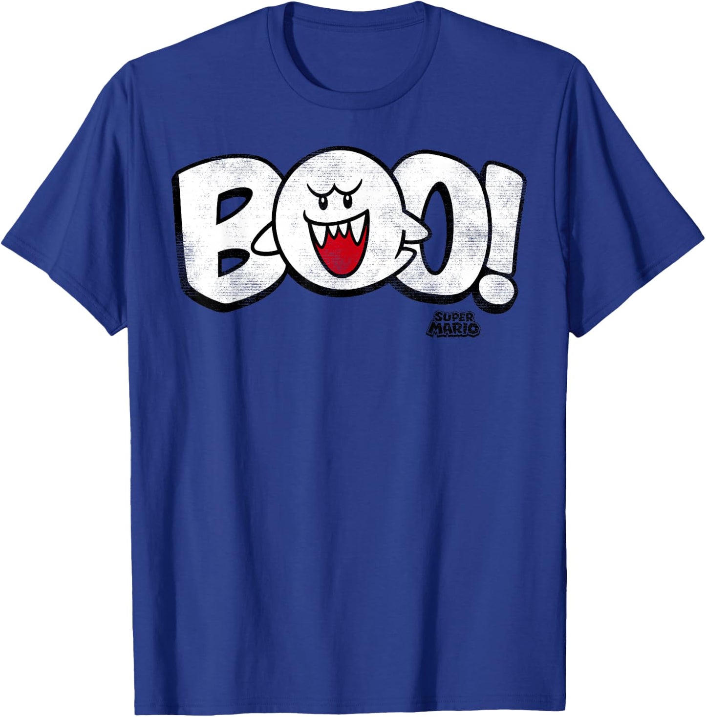 Super Mario Boo Large Text Logo Poster T-Shirt - T-Shirt | Royal