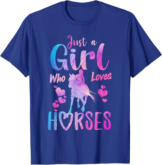 Just A Girl Who Loves Horses Riding Cute Horse Girls Women T-Shirt - T-Shirt | Royal