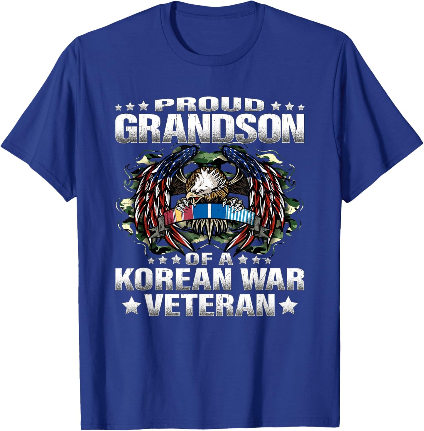 Proud Grandson Of A Korean War Veteran Military Vets Family T-Shirt - T-Shirt | Royal