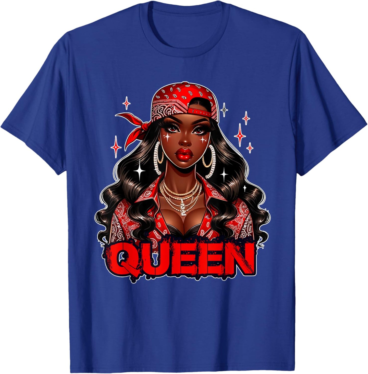 Black Queen Red Bandana Melanin Black Girl Magic Diva Women T-Shirt - T-Shirt | Royal