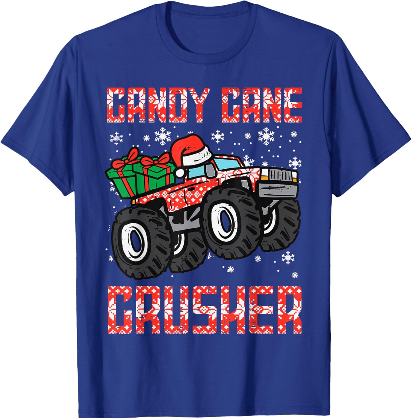 Candy Cane Crusher Construction Truck Holiday Christmas T-Shirt - T-Shirt | Royal