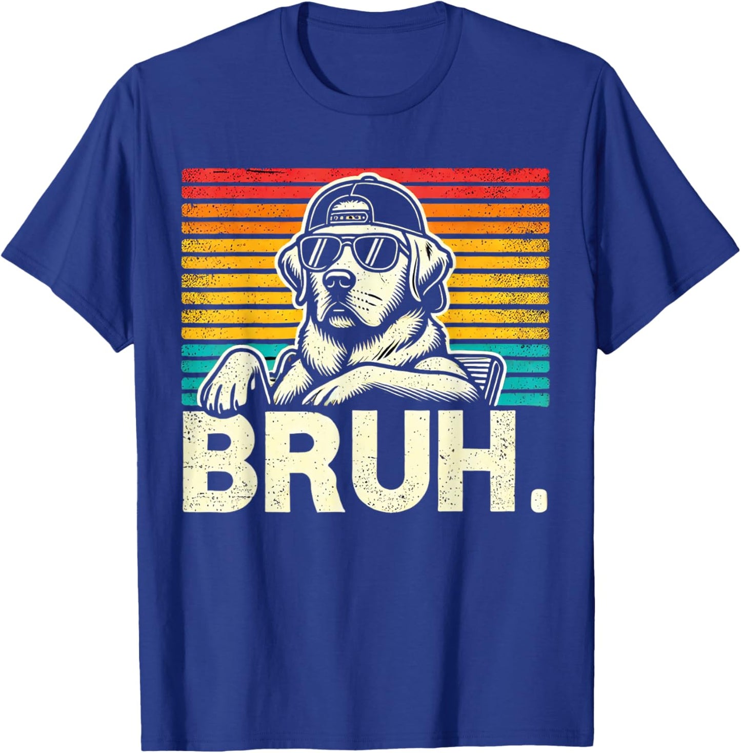 Bruh Retro Vintage 80s Dog Sunglasses Funny Bruh Labrador T-Shirt - T-Shirt | Royal