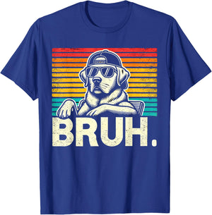 Bruh Retro Vintage 80s Dog Sunglasses Funny Bruh Labrador T-Shirt - T-Shirt | Royal