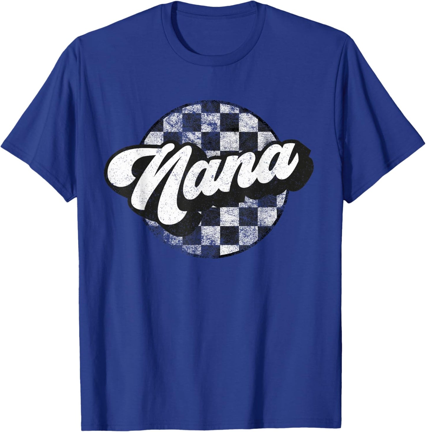 Funny Retro Checkered Nana Race Vintage Matching Family T-Shirt - T-Shirt | Royal