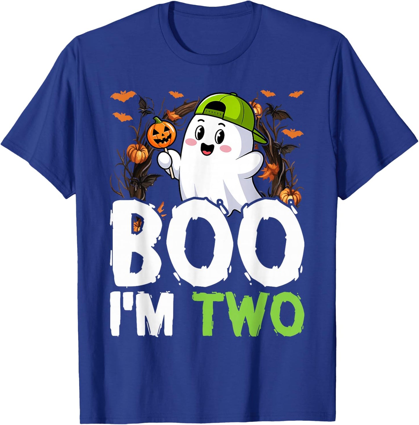 Boo I'm Two Ghost Second 2nd Birthday Cute Halloween Groovy T-Shirt - T-Shirt | Royal