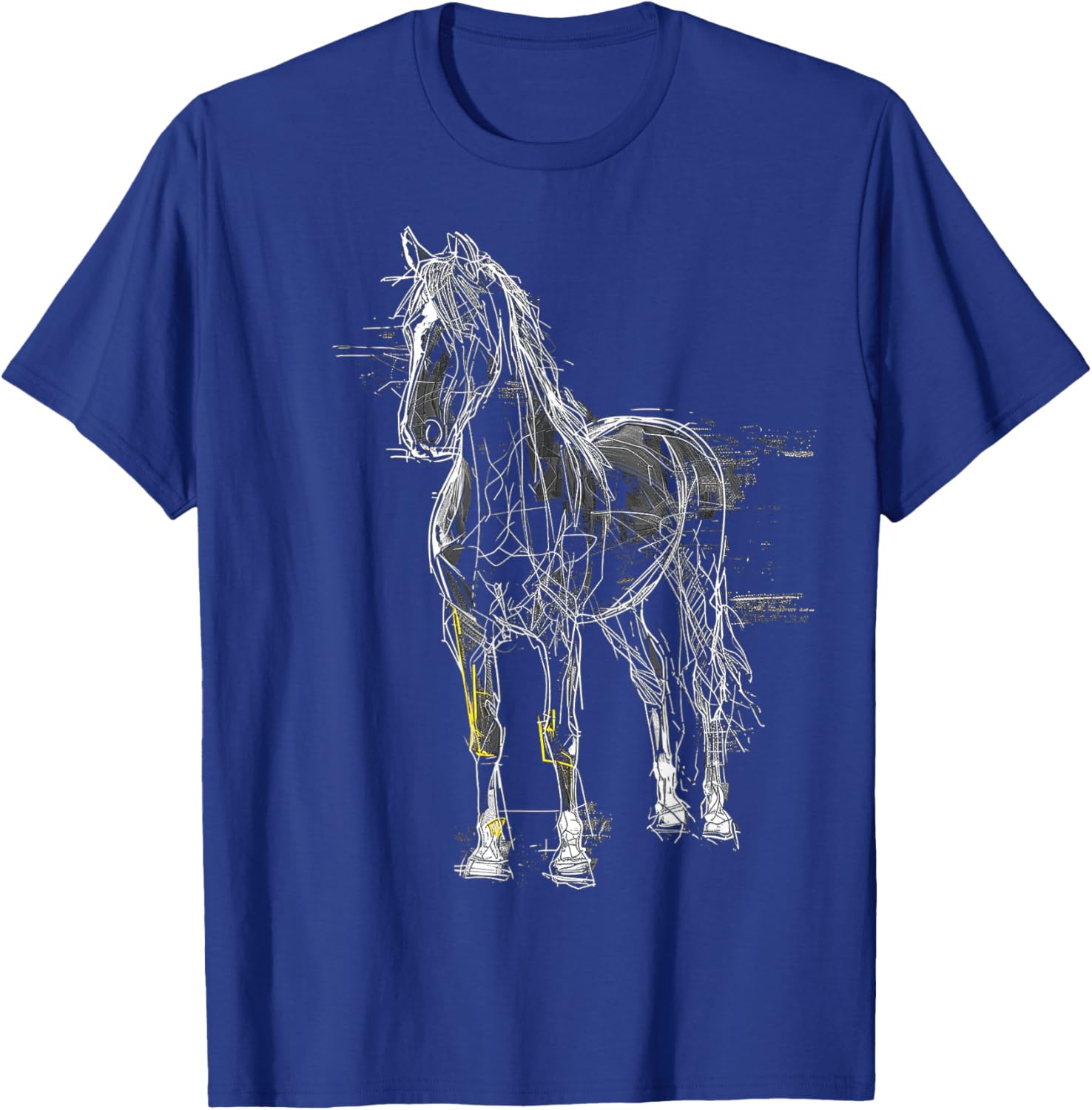 Horse Drawing Abstract Animal Art Drawing Graphic Horse T-Shirt - T-Shirt | Royal