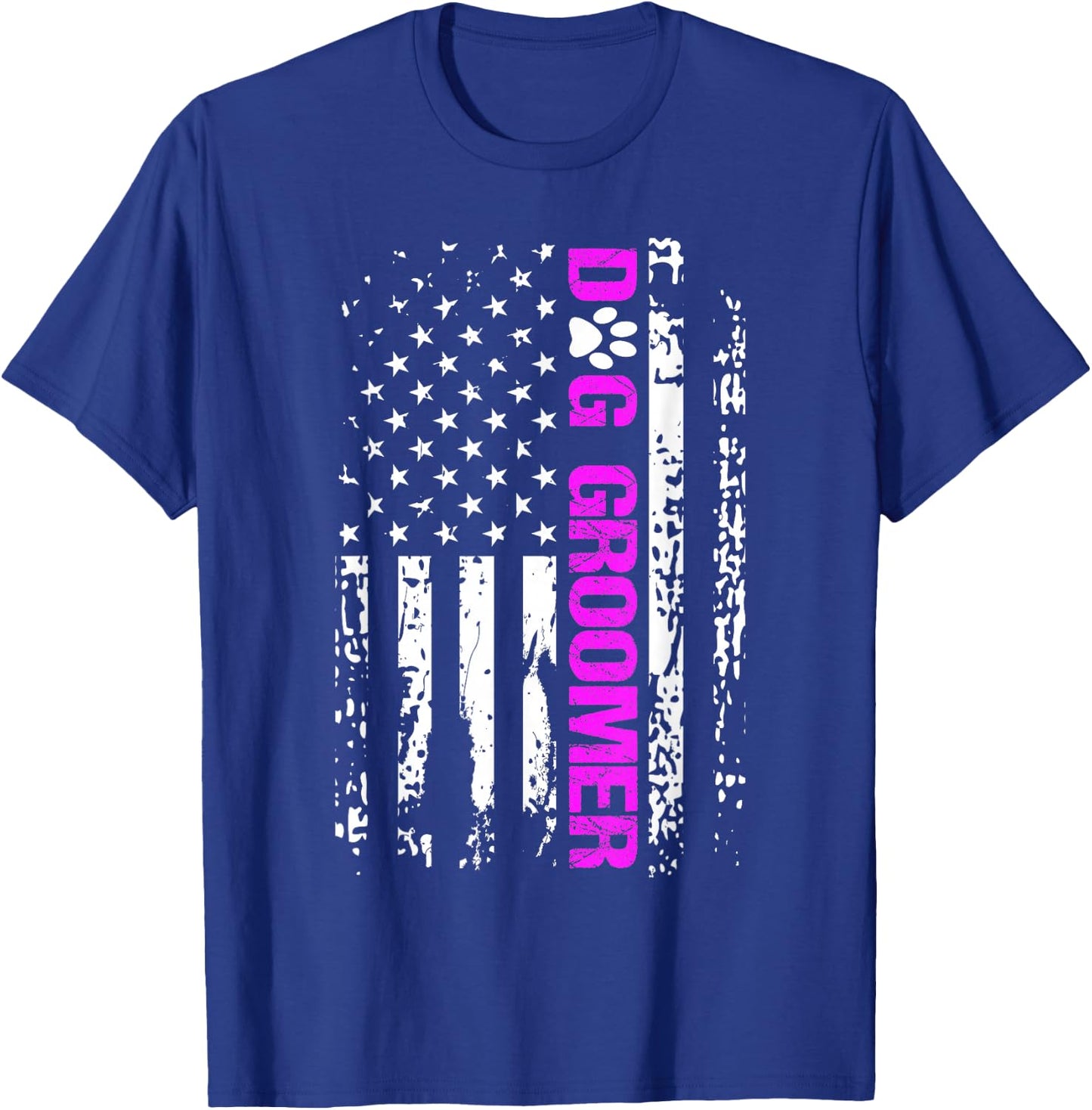 Dog Groomer Shirt American Flag Patriotic Dog Groomer Gift T-Shirt - T-Shirt | Royal