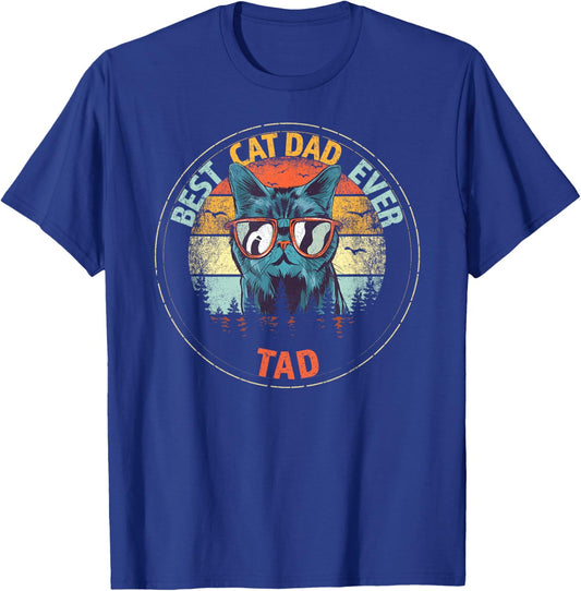 Tad Best Cat Dad Ever Funny Custom Personalized Name T-Shirt - T-Shirt | Royal
