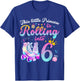 Roller Skate 6th Birthday Shirt 6 Year Old Girl Party Outfit T-Shirt - T-Shirt | Royal