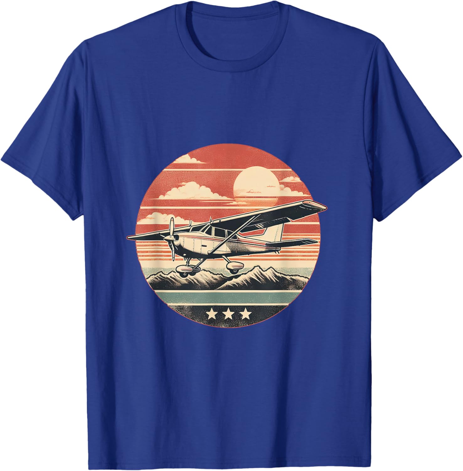 C-172 Skyhawk Vintage C172 Airplane Retro Sunset Pilot T-Shirt - T-Shirt | Royal
