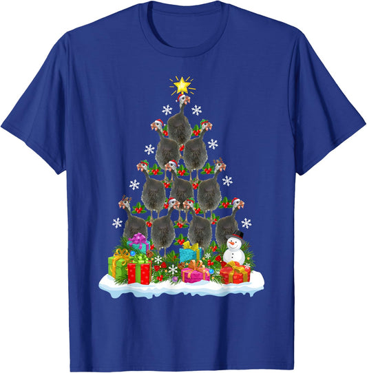 Guinea Fowl Bird Christmas Tree Gifts -Kids Xmas Holiday Funny Guinea Fowl Bird Christmas Tree Black Animal Print Modern Novelty Cotton 60% Polyester 40% Kids Small T-Shirt - T-Shirt | Royal