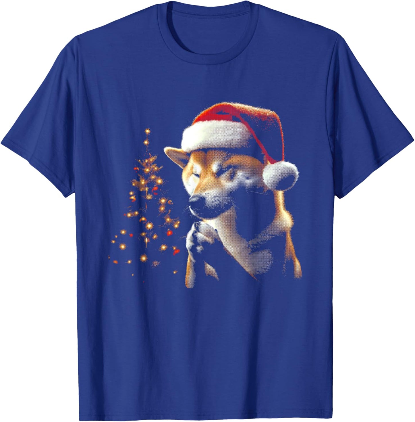 Shiba Inu Dog Santa Hat - Vintage Dog Xmas Christmas Lover Men Women Kids T-Shirt - T-Shirt | Royal