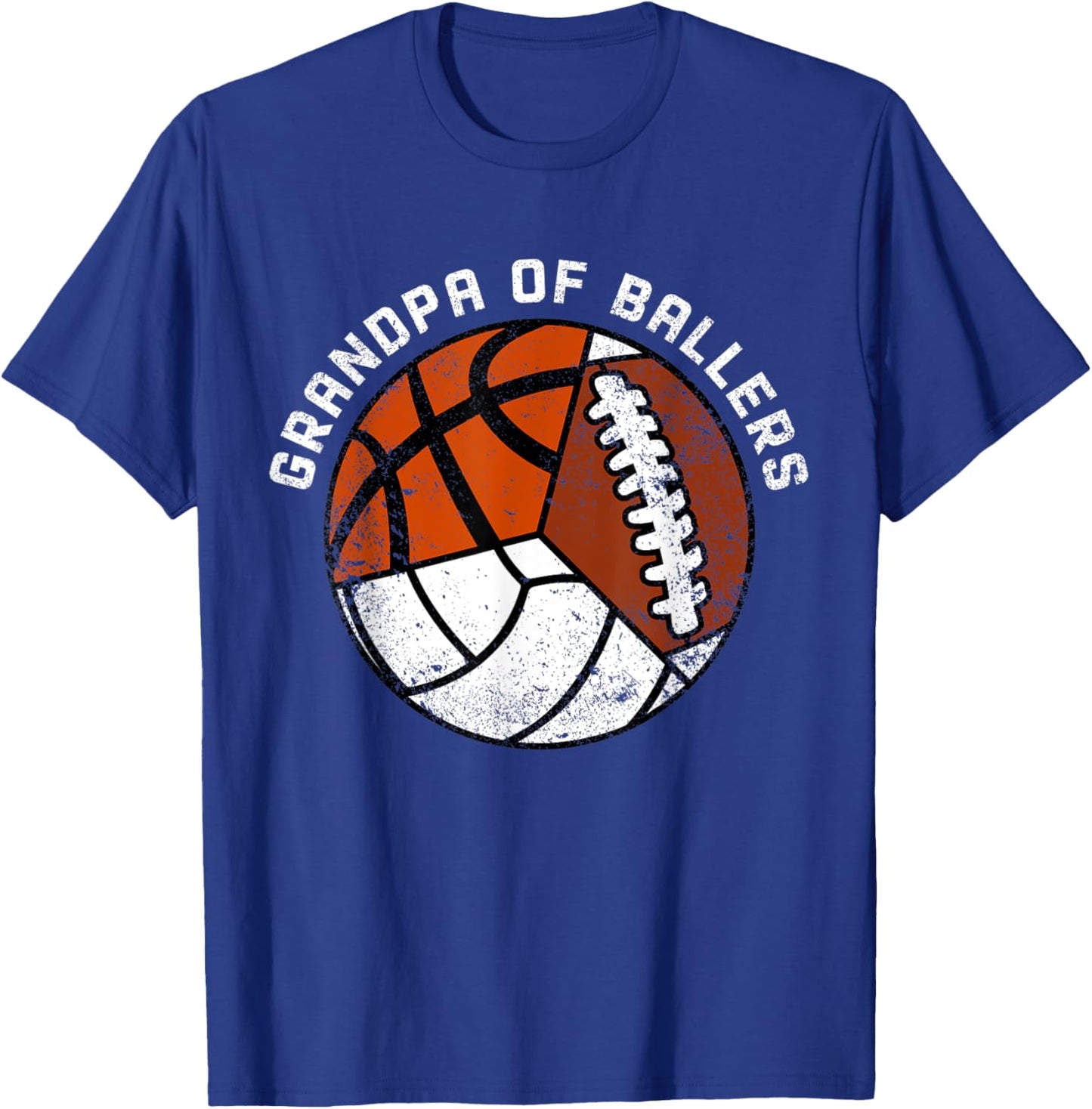 Grandpa Of Ballers Funny Volleyball Basketball Football T-Shirt - T-Shirt | Royal