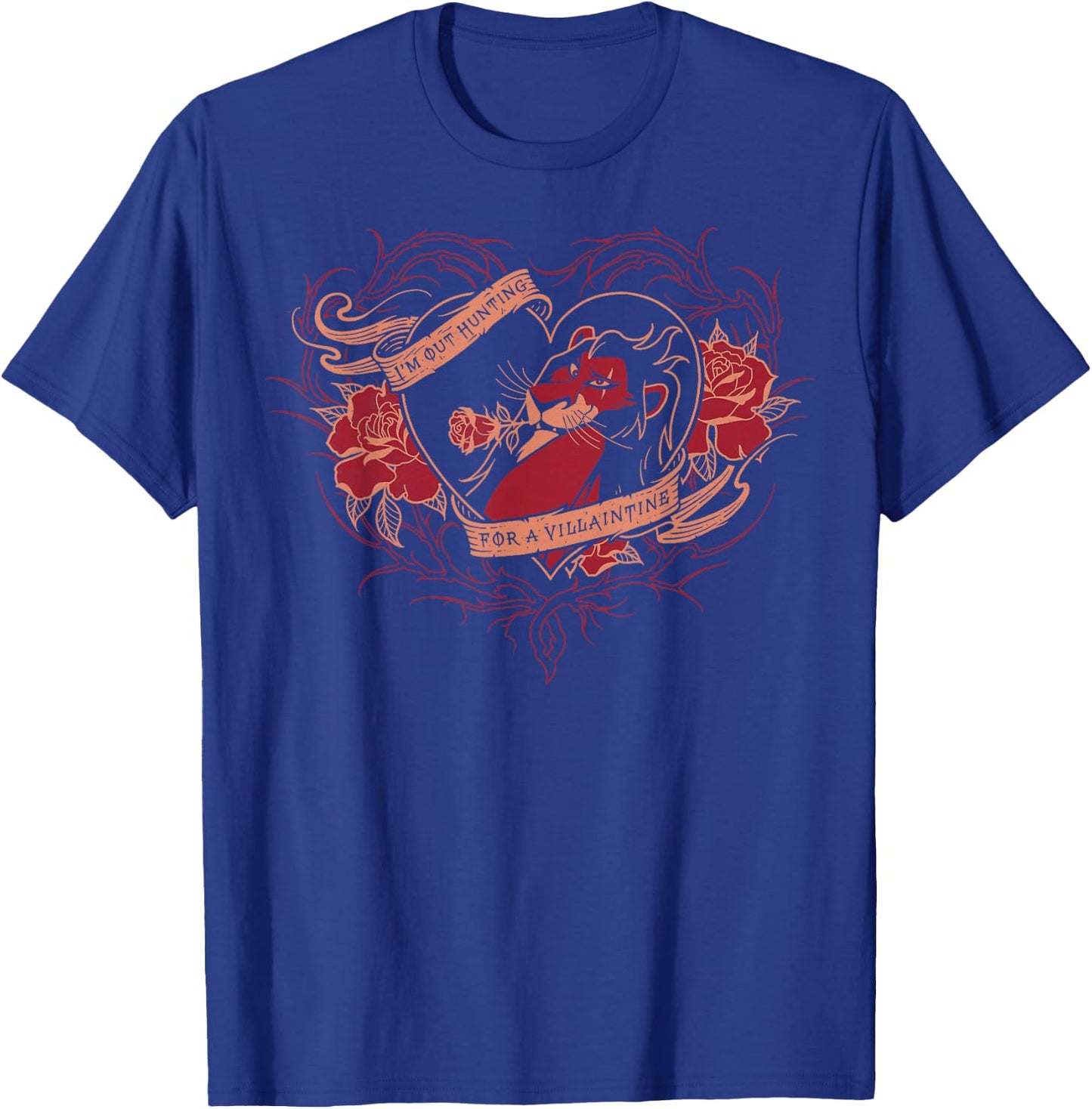 Disney Villains Valentine's Day Scar I'm Out Hunting Vintage T-Shirt - T-Shirt | Royal