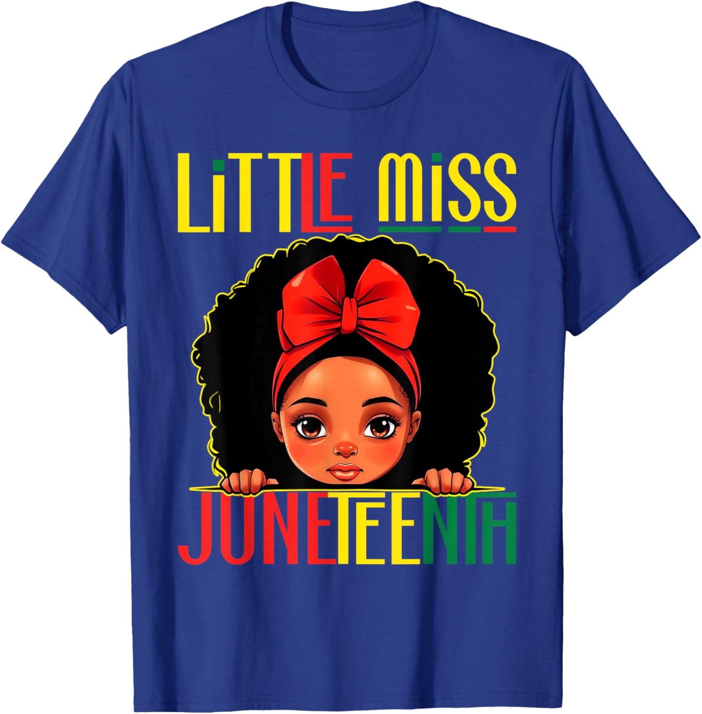 Kids Little Miss Juneteenth Girl Toddler Black History Girls T-Shirt - T-Shirt | Royal