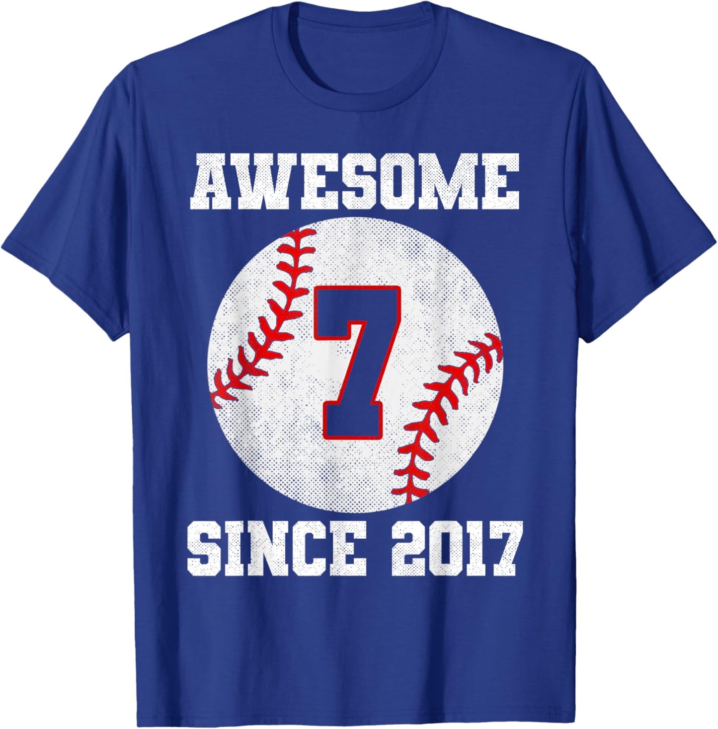 7th Birthday 7 Years Old Baseball Awesome Since 2017 Boys T-Shirt - T-Shirt | Royal