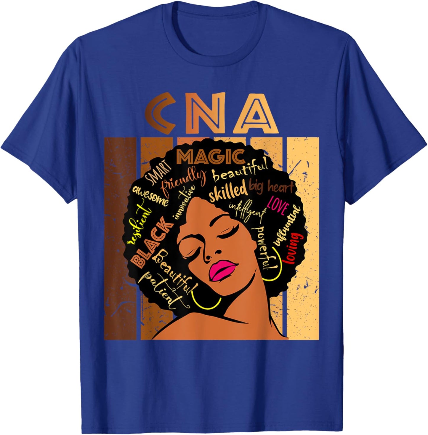Black CNA Certified Nurse Assistant Afro African American T-Shirt - T-Shirt | Royal
