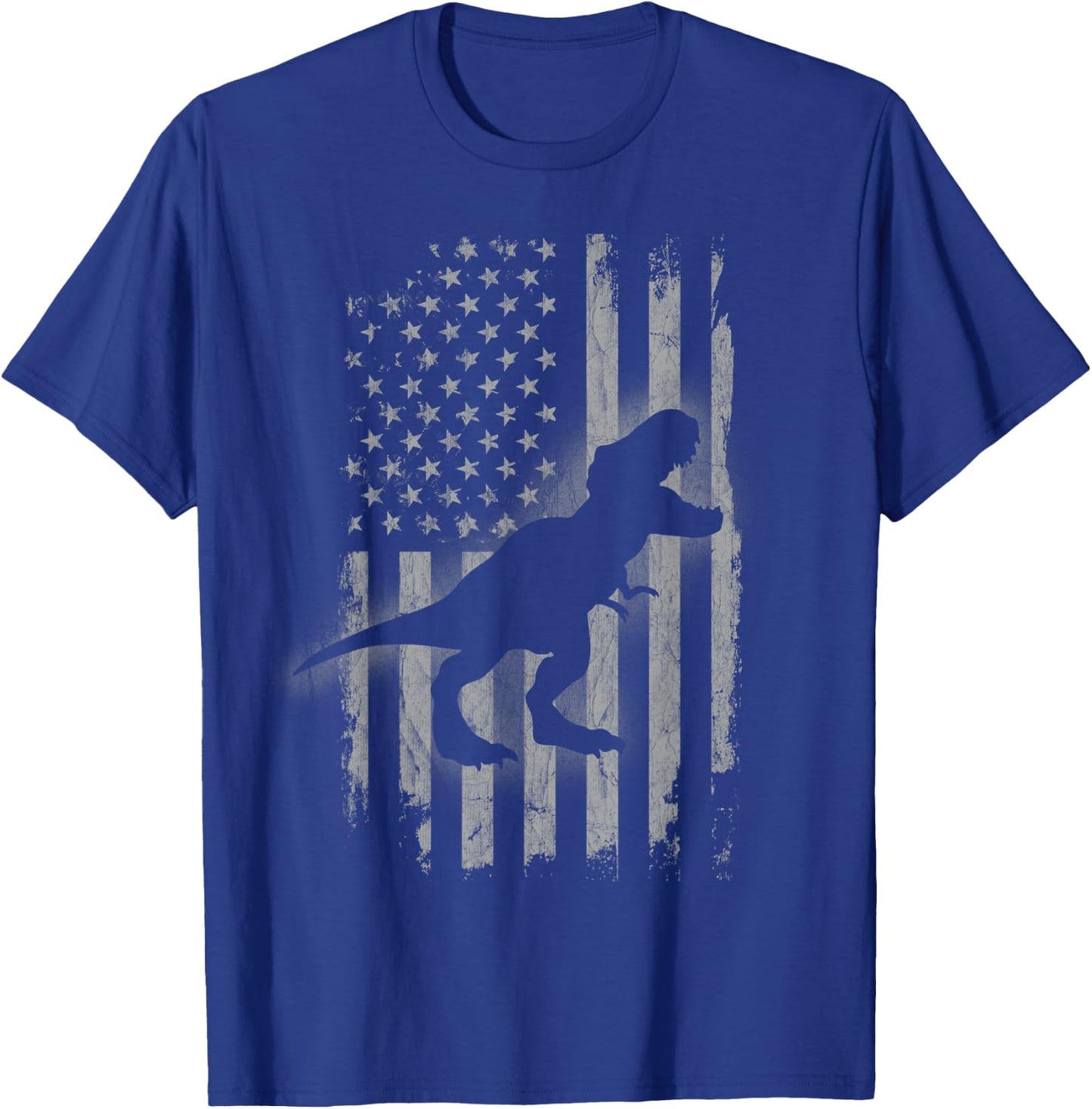Patriotic Dinosaur American Flag Cool T-Rex Dino Lover T-Shirt - T-Shirt | Royal