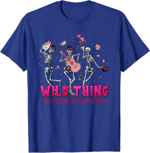 Wild Thing You Make My Heart Sing Skeleton Dancing Valentine T-Shirt - T-Shirt | Royal