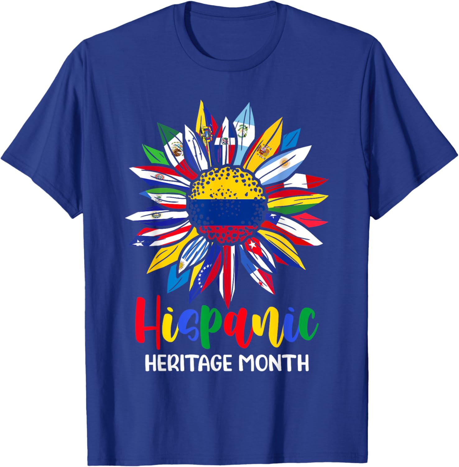 Hispanic Heritage Month Colombia Flag Sunflower Latino Flags T-Shirt - T-Shirt | Royal