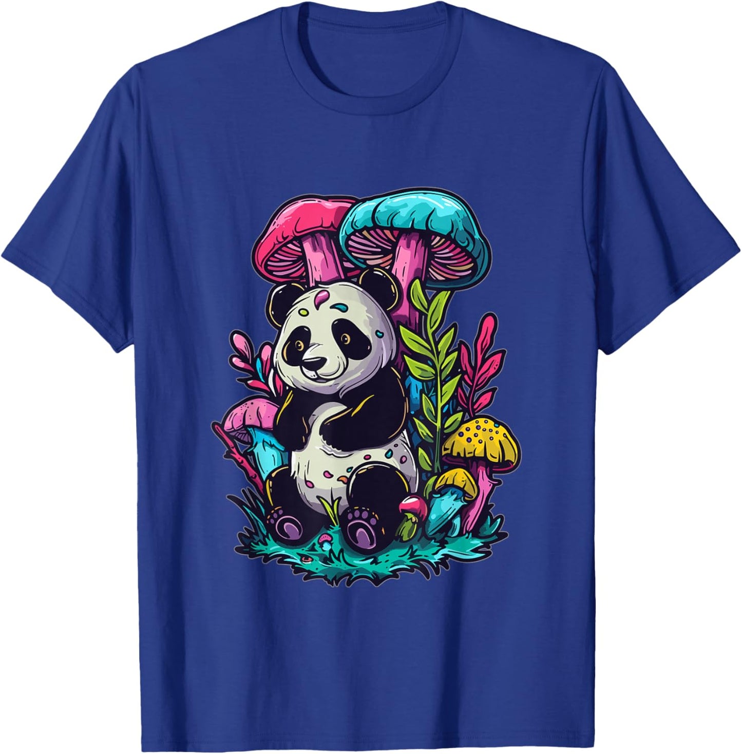 Trippy EDM Mushroom Art Party Panda T-Shirt - T-Shirt | Royal