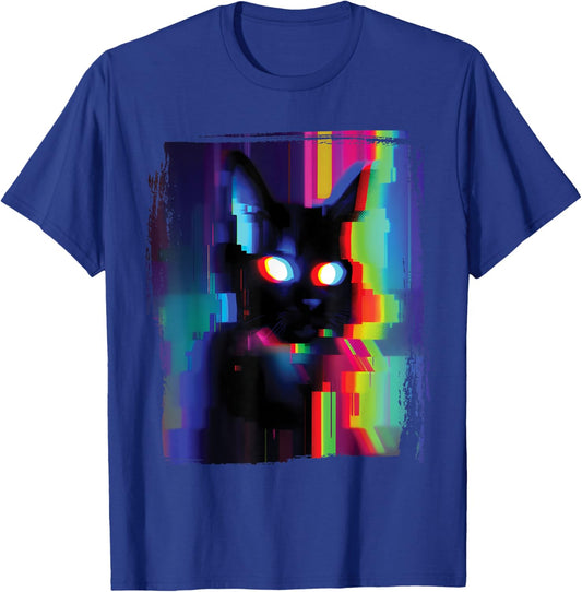 Glitch Psychedelic Weirdcore Cat Vaporwave Trippy Women T-Shirt - T-Shirt | Royal