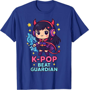 K-Pop Beat Guardian – Cute Chibi Anime Girl with Headphones T-Shirt - T-Shirt | Royal