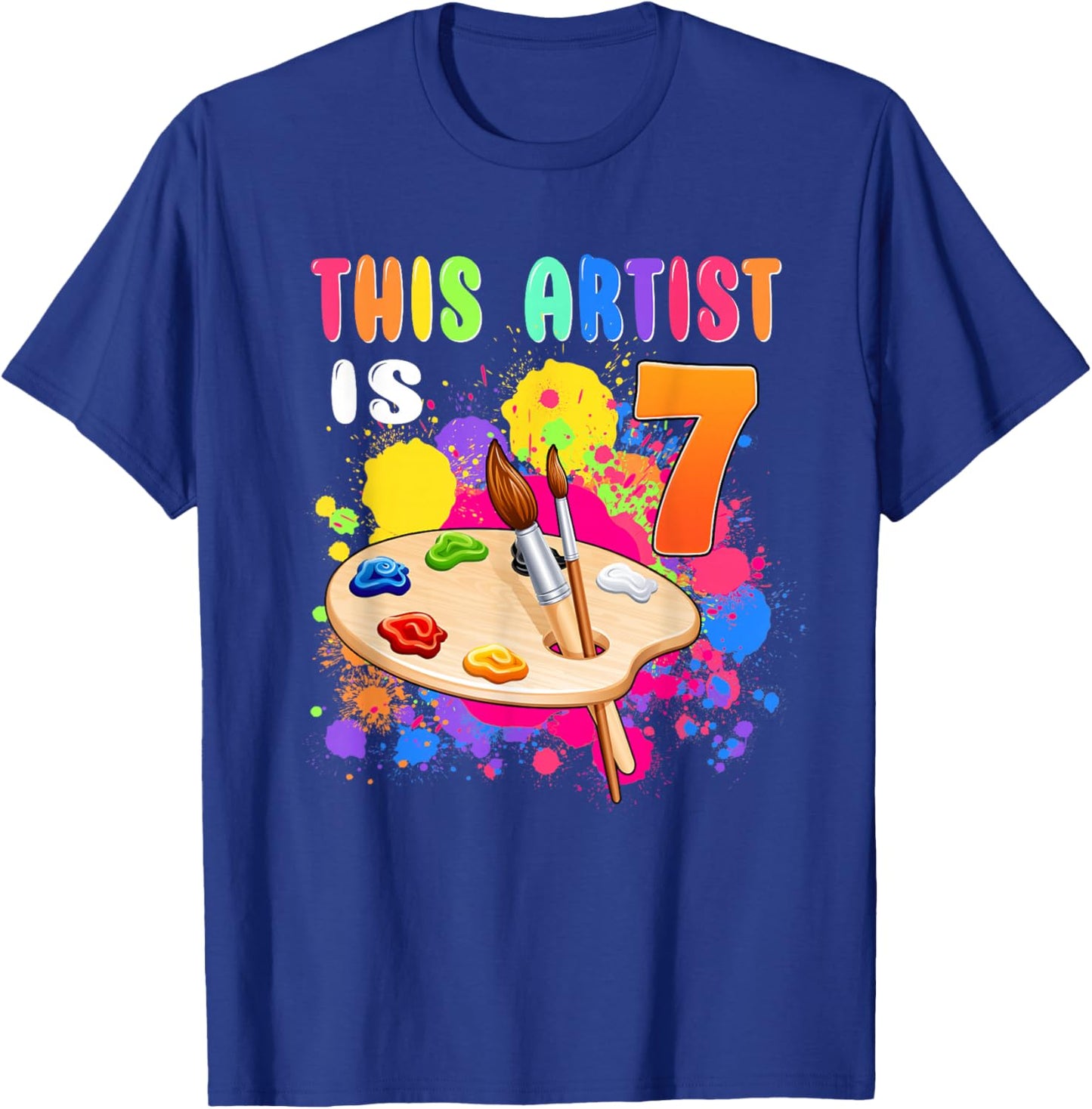 This Artist Is 7 Birthday Party 7th Little Art Painting T-Shirt - T-Shirt | Royal