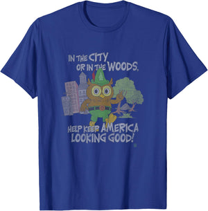 Woodsy Owl Keep America Looking Good Faded Vintage T-Shirt - T-Shirt | Royal