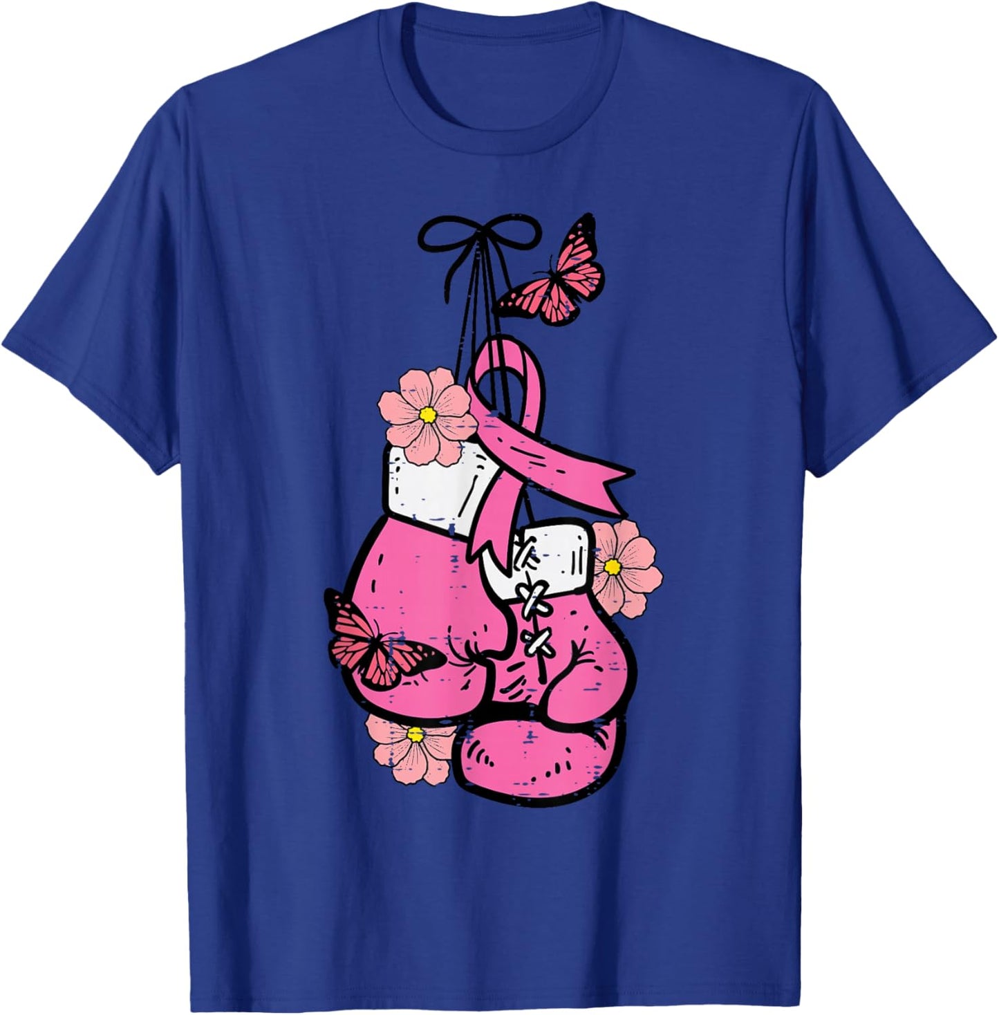 Breast Cancer Boxing Glove Pink Ribbon Awareness Fight Women T-Shirt - T-Shirt | Royal