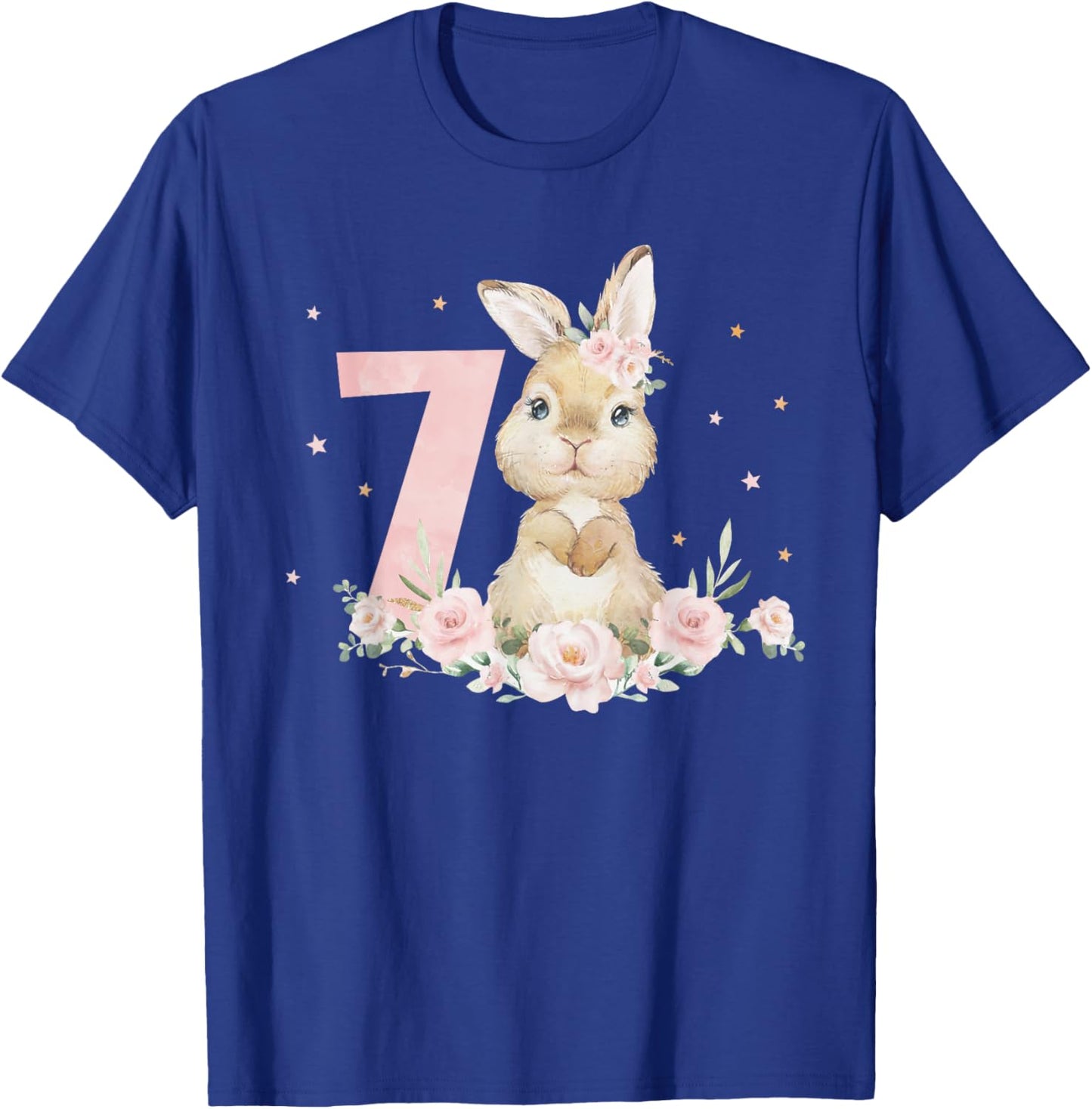 Adorable Rabbit Bunny 7th Birthday Outfit Girl 7 Year Old T-Shirt - T-Shirt | Royal