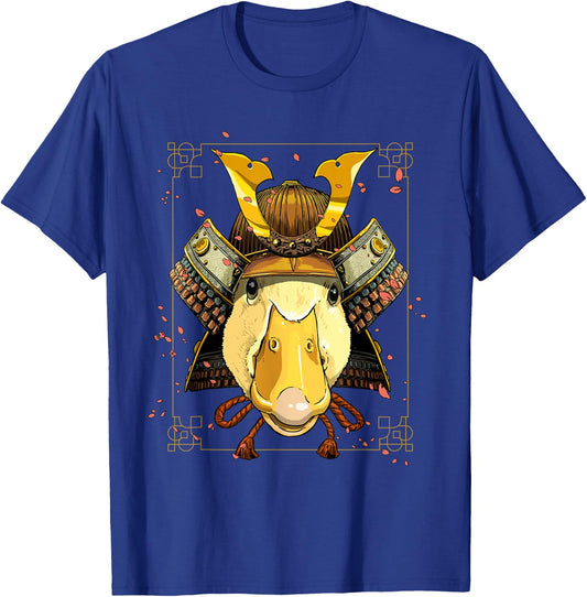 Japanese Samurai Duck Bird Animal Face Waterfowl Duck Lover T-Shirt - T-Shirt | Royal