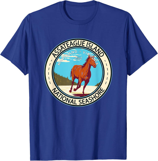 Assateague Island National Seashore Badge Vintage T-Shirt - T-Shirt | Royal